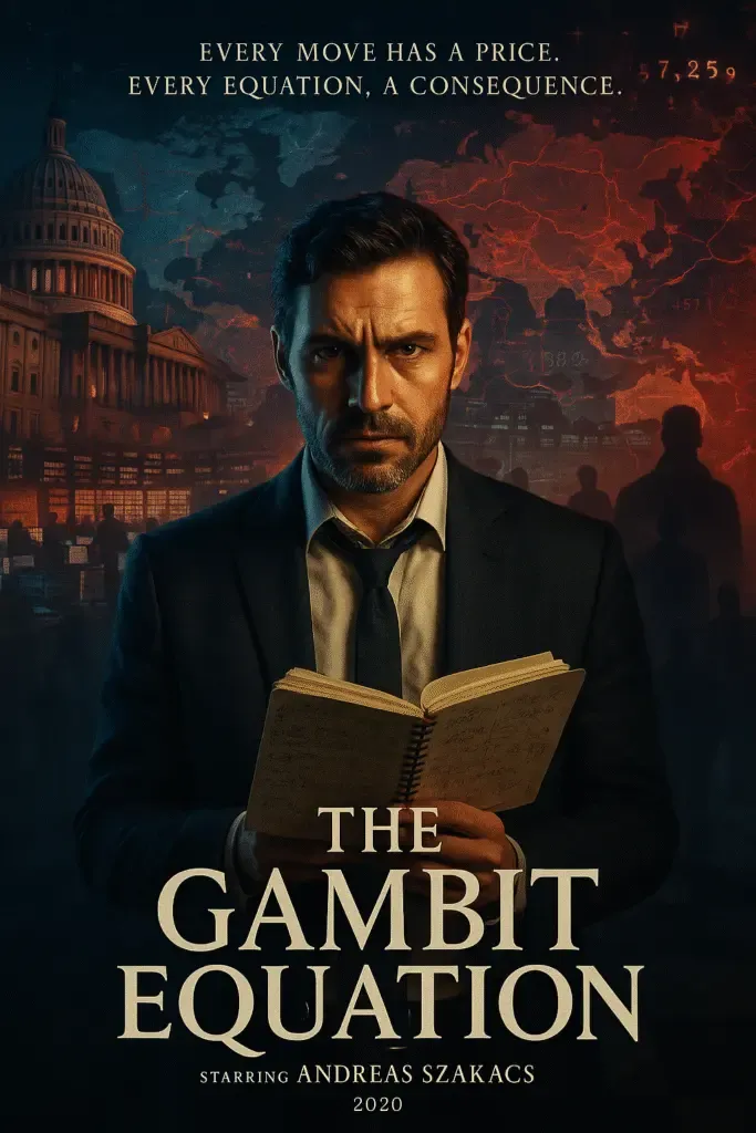 The Gambit Equation (2022) poster depicting Andreas Szakacs as a mathematician solving deadly formulas.